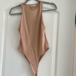 Zara Halterneck Bodysuit Nude